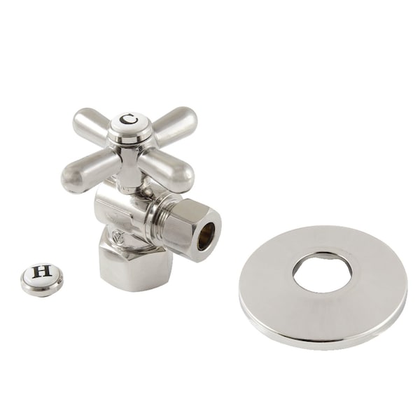 12Inch FIP x 38Inch OD Comp QuarterTurn Angle Stop Valve with Flange, Polished Nickel